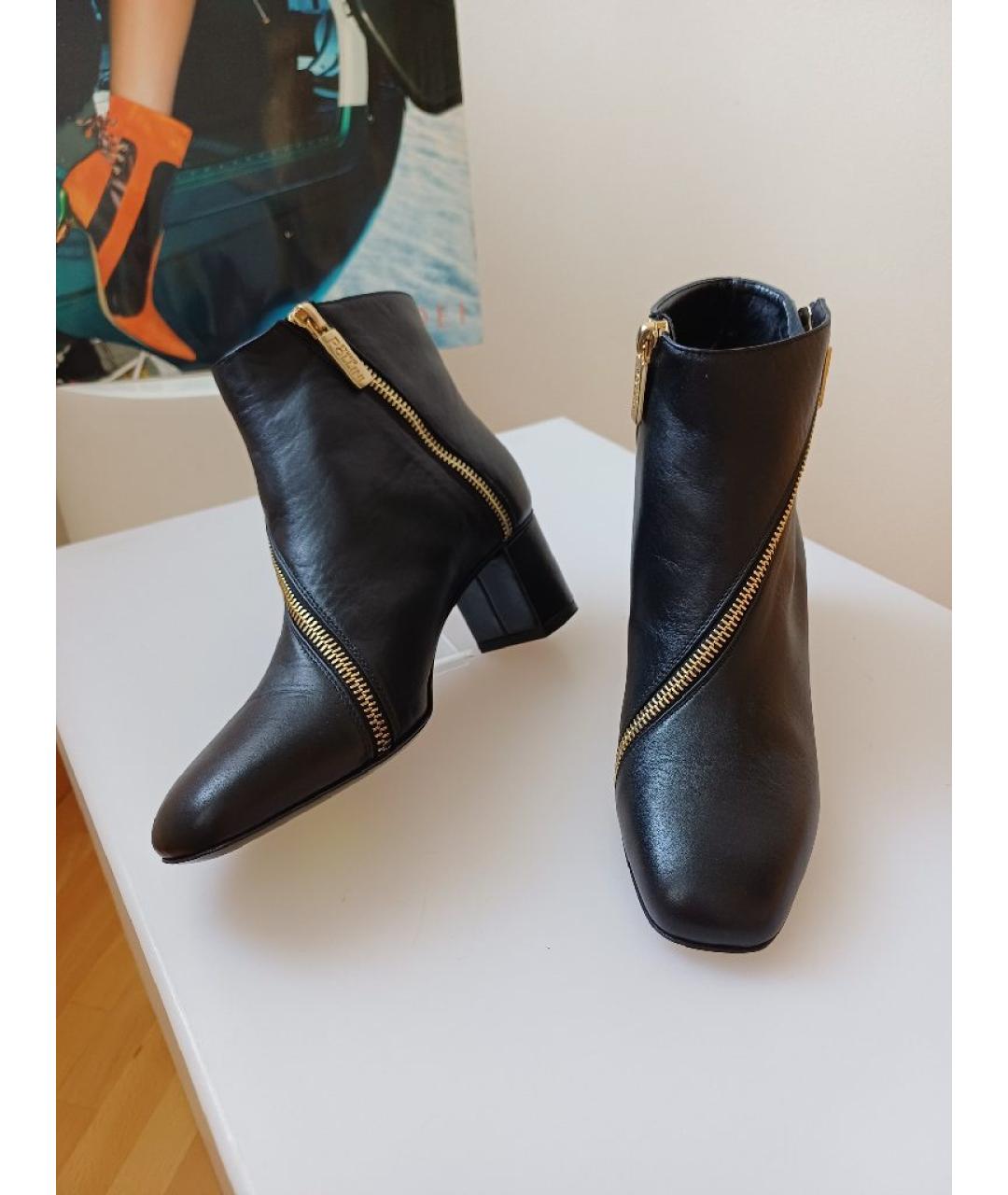 POLLINI Черные кожаные ботильоны, фото 3