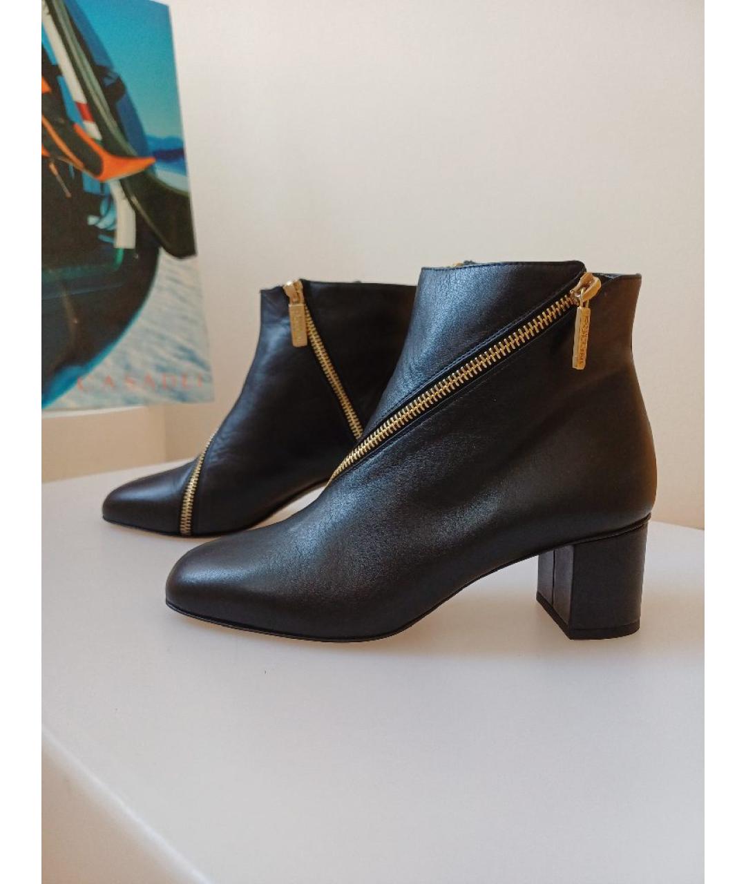 POLLINI Черные кожаные ботильоны, фото 5