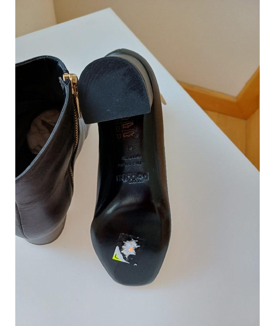 POLLINI Черные кожаные ботильоны, фото 8