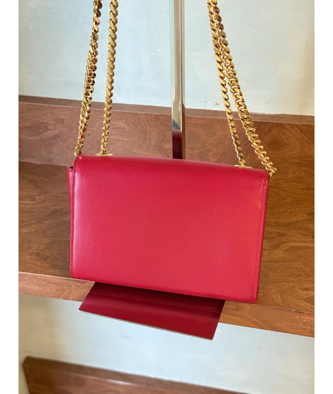 SAINT LAURENT Красная кожаная сумка через плечо, фото 5