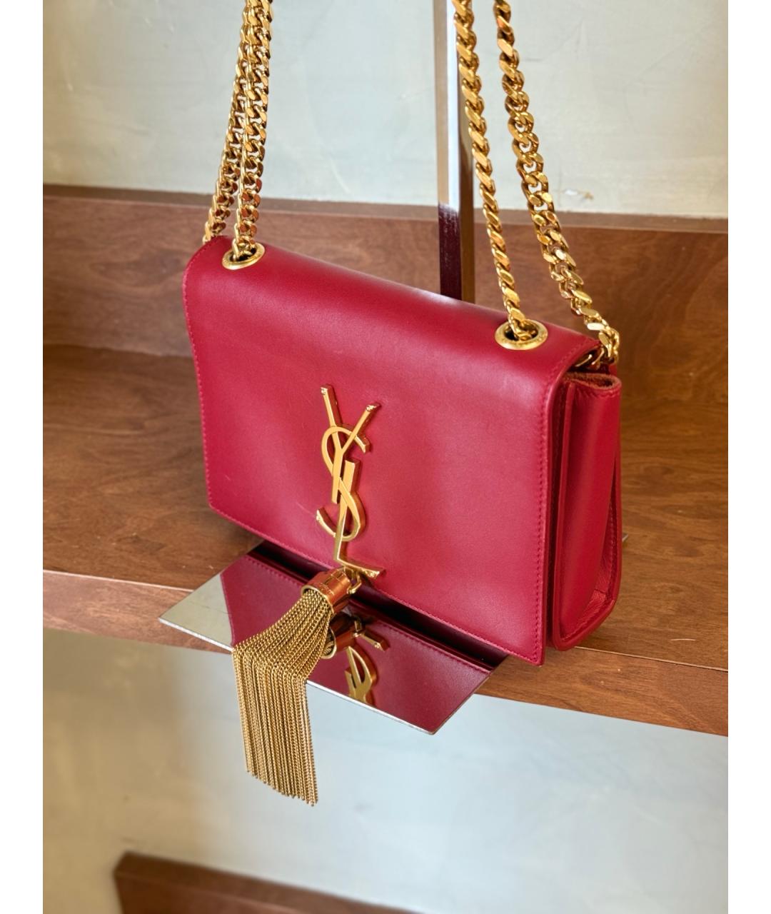 SAINT LAURENT Красная кожаная сумка через плечо, фото 4