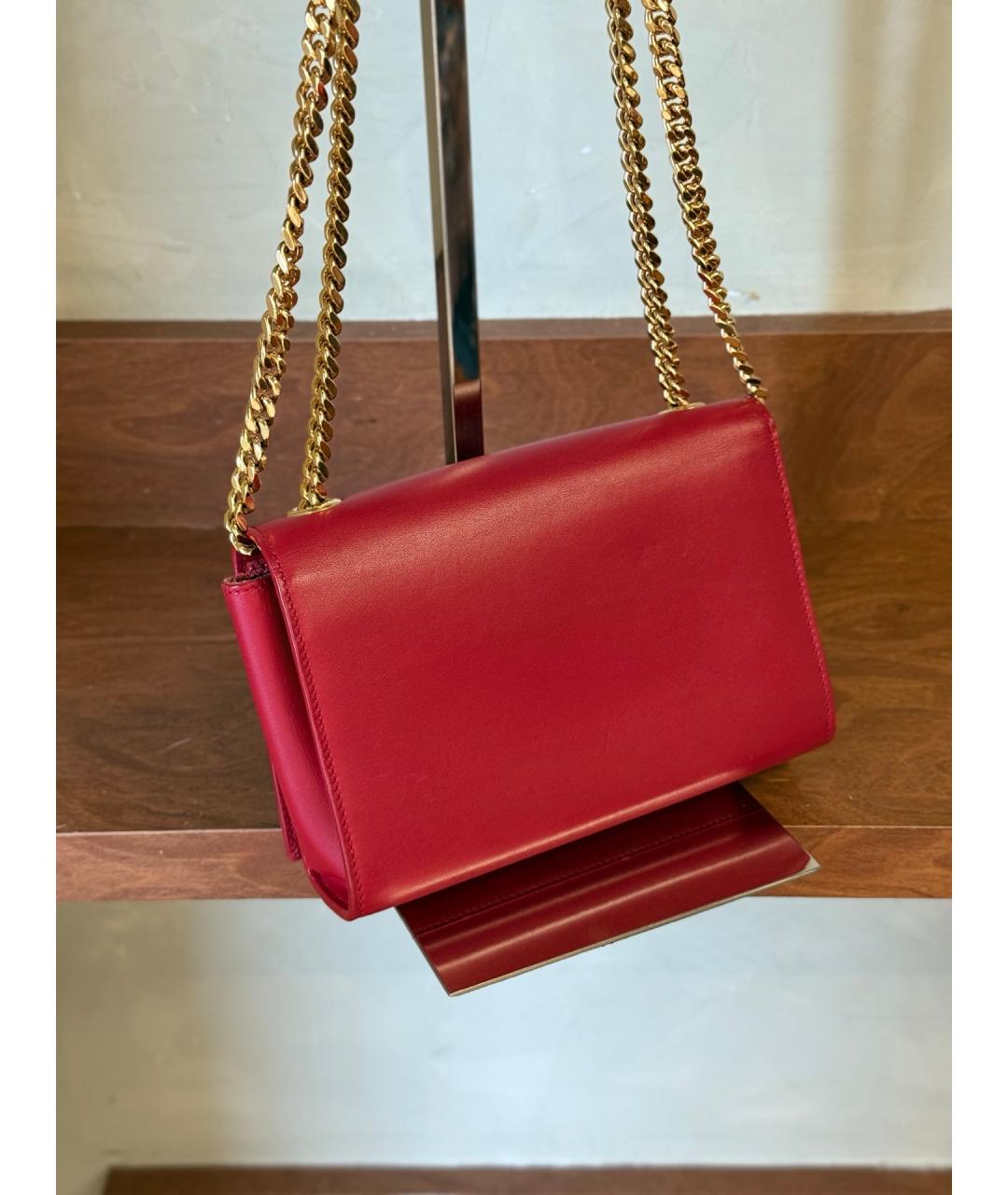 SAINT LAURENT Красная кожаная сумка через плечо, фото 6