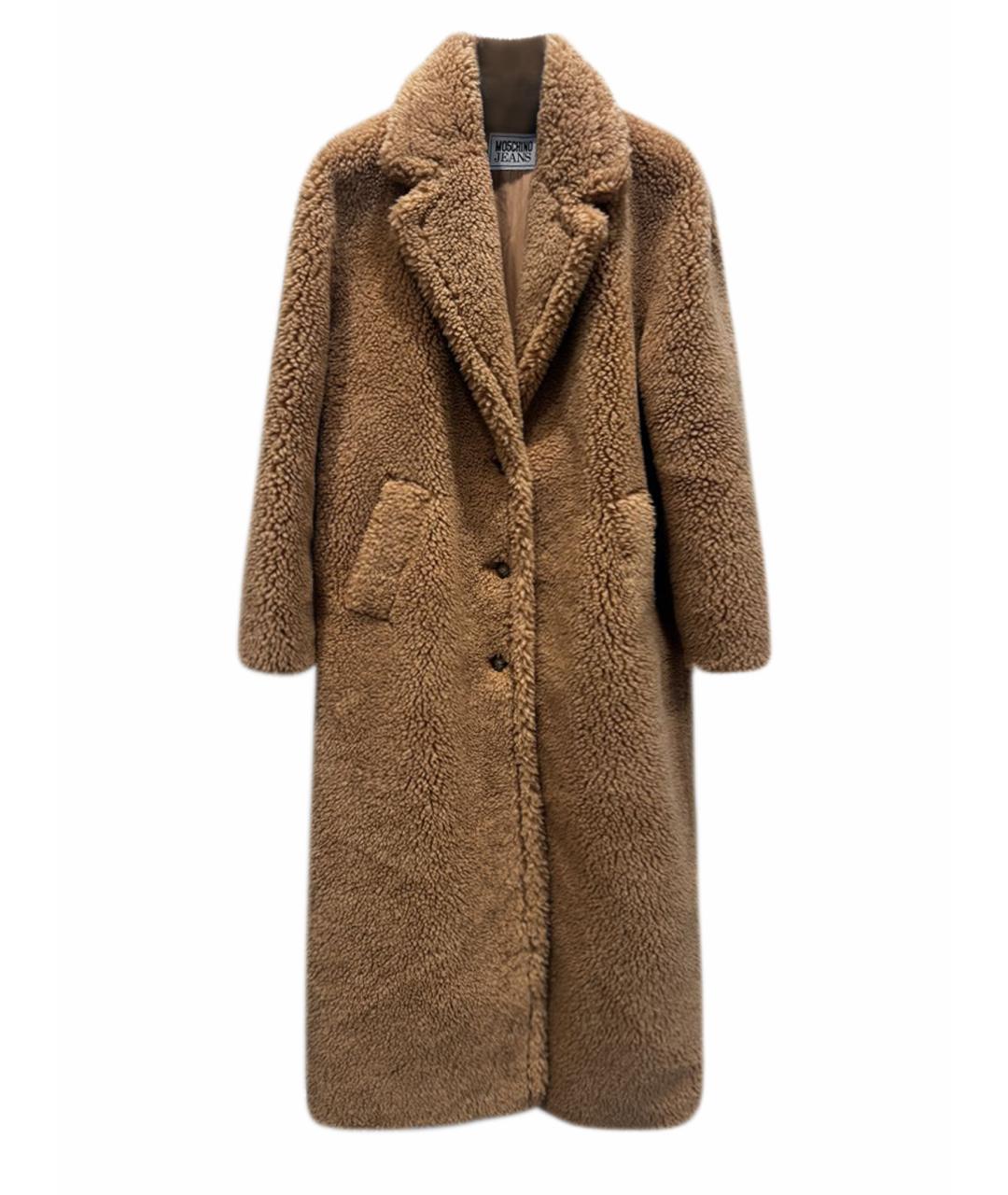 MOSCHINO Бежевая полиэстеровая шуба, фото 1