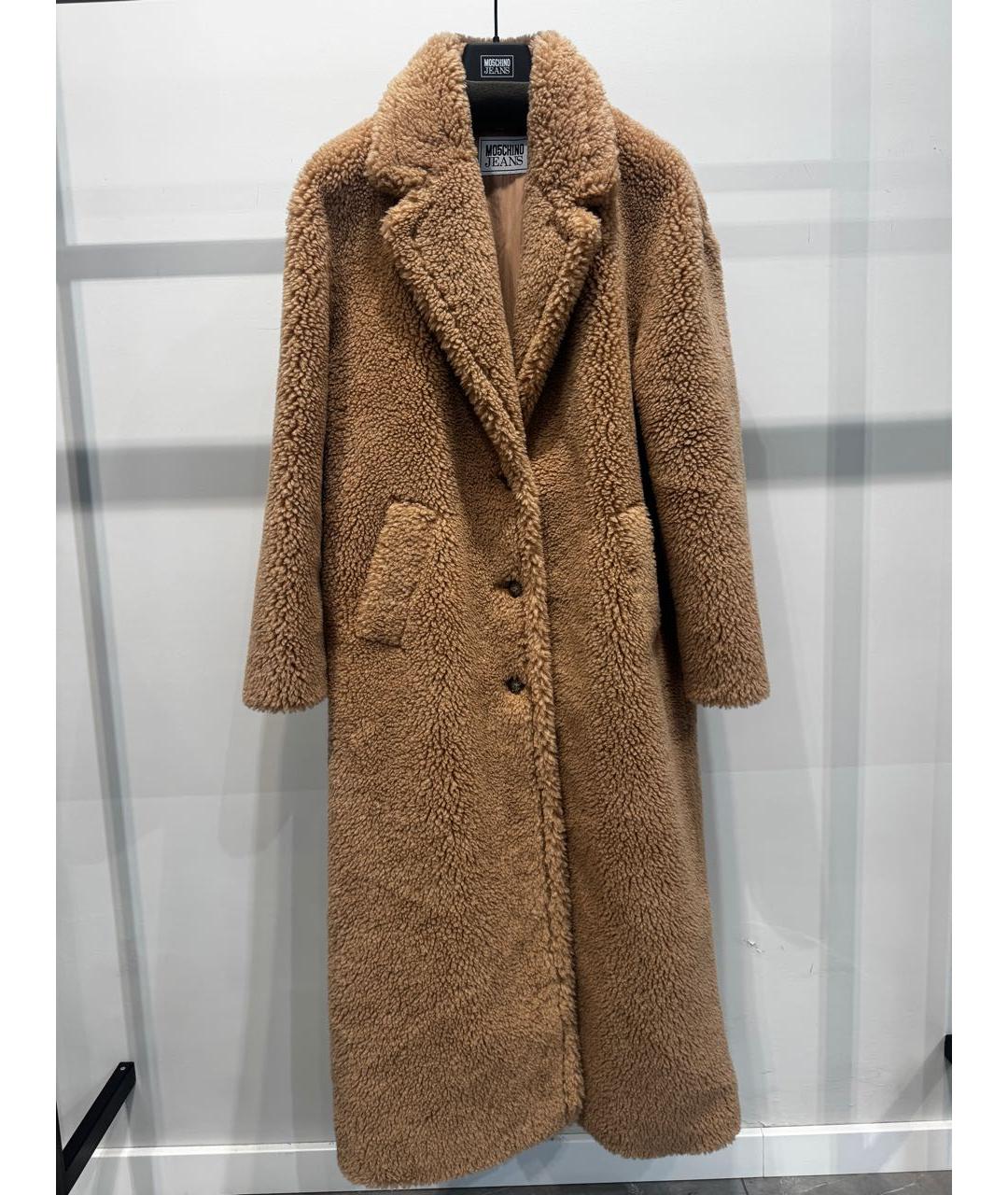 MOSCHINO Бежевая полиэстеровая шуба, фото 3