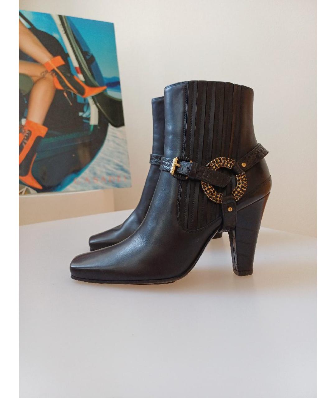 POLLINI Черные кожаные ботильоны, фото 2