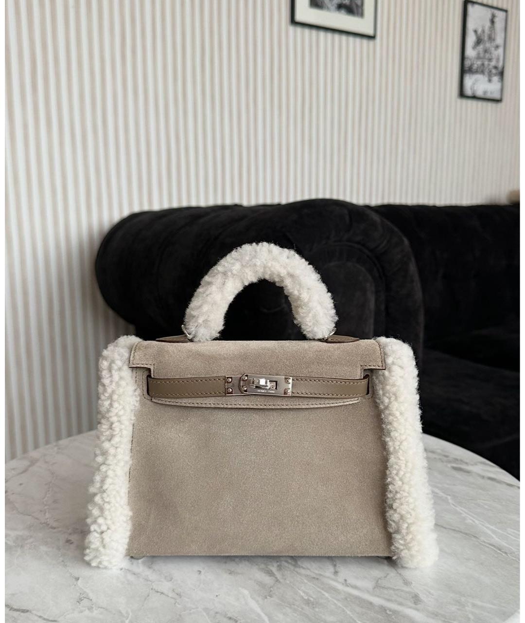 HERMES Серая сумка с короткими ручками, фото 3