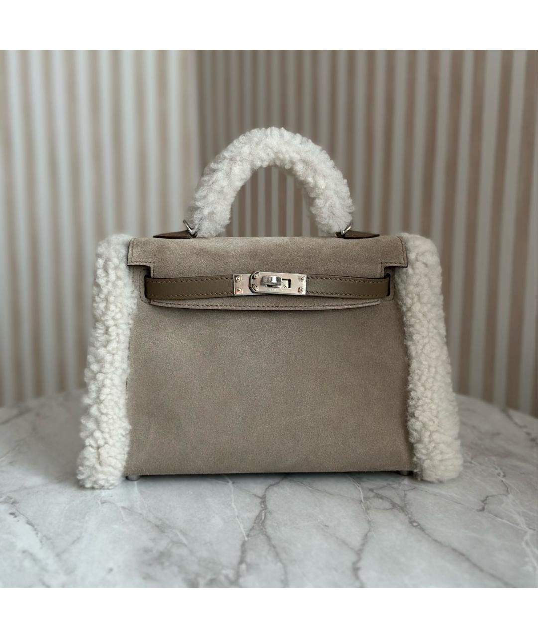 HERMES Серая сумка с короткими ручками, фото 5