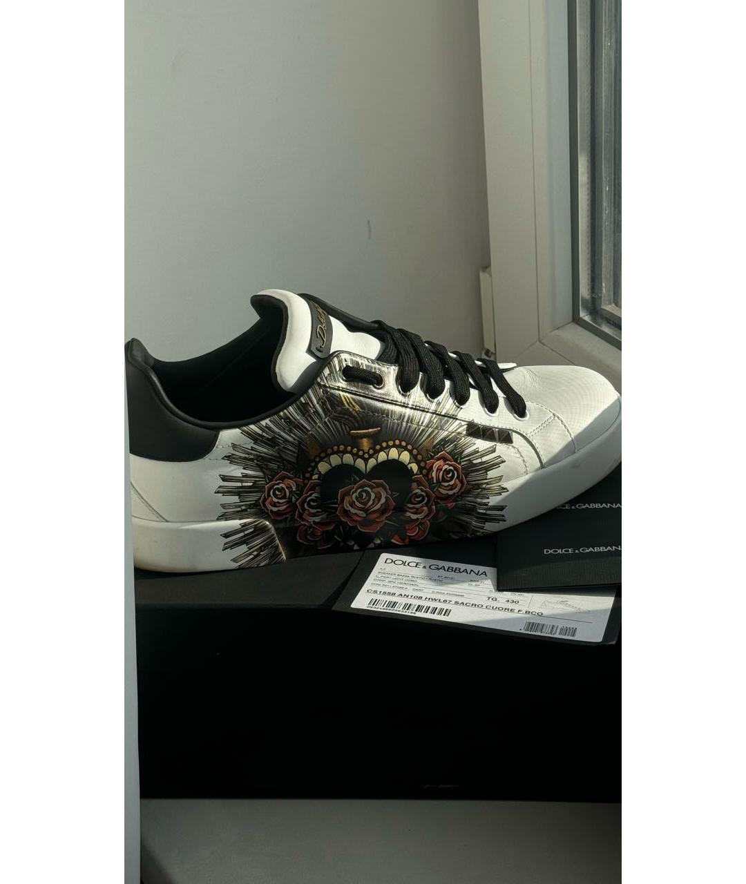 DOLCE&GABBANA Белые кожаные низкие кроссовки / кеды, фото 4