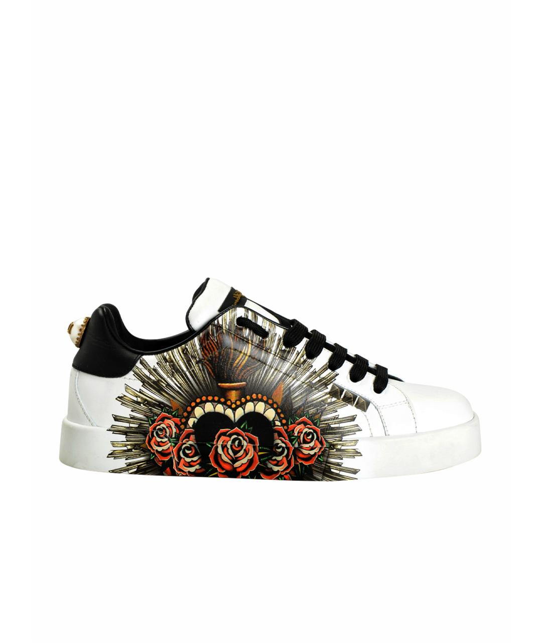 DOLCE&GABBANA Белые кожаные низкие кроссовки / кеды, фото 1