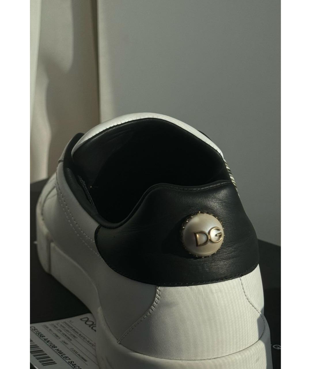 DOLCE&GABBANA Белые кожаные низкие кроссовки / кеды, фото 3