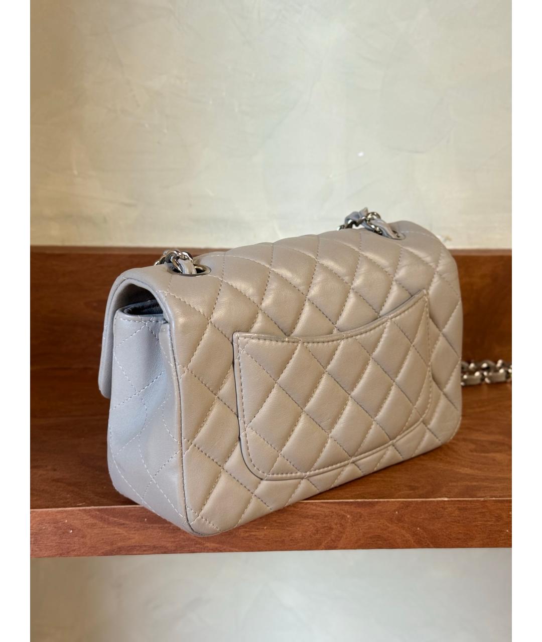 CHANEL Серая кожаная сумка через плечо, фото 7