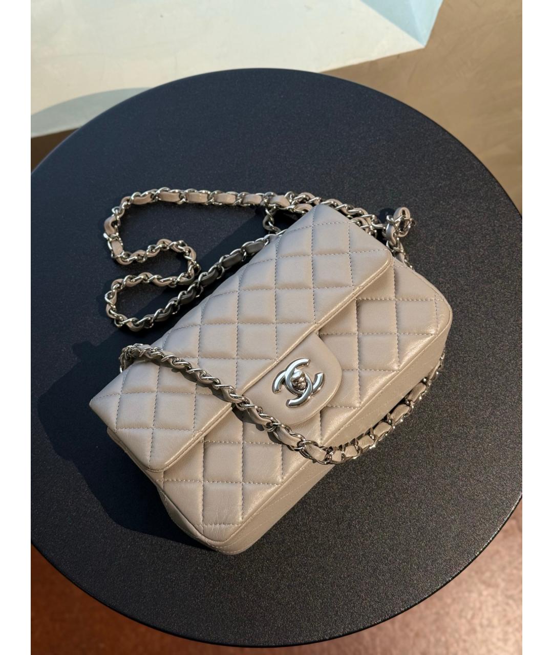 CHANEL Серая кожаная сумка через плечо, фото 8