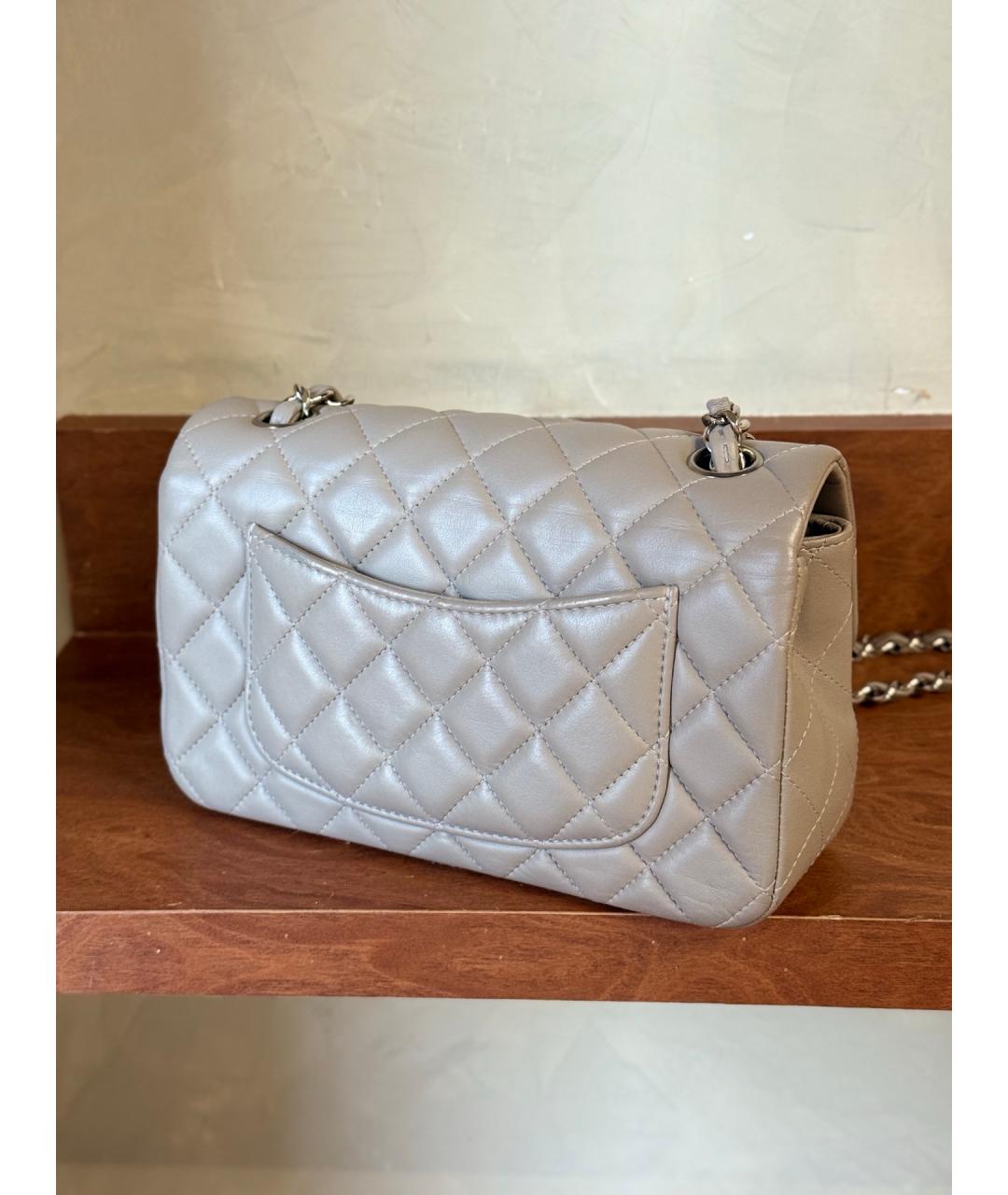 CHANEL Серая кожаная сумка через плечо, фото 6