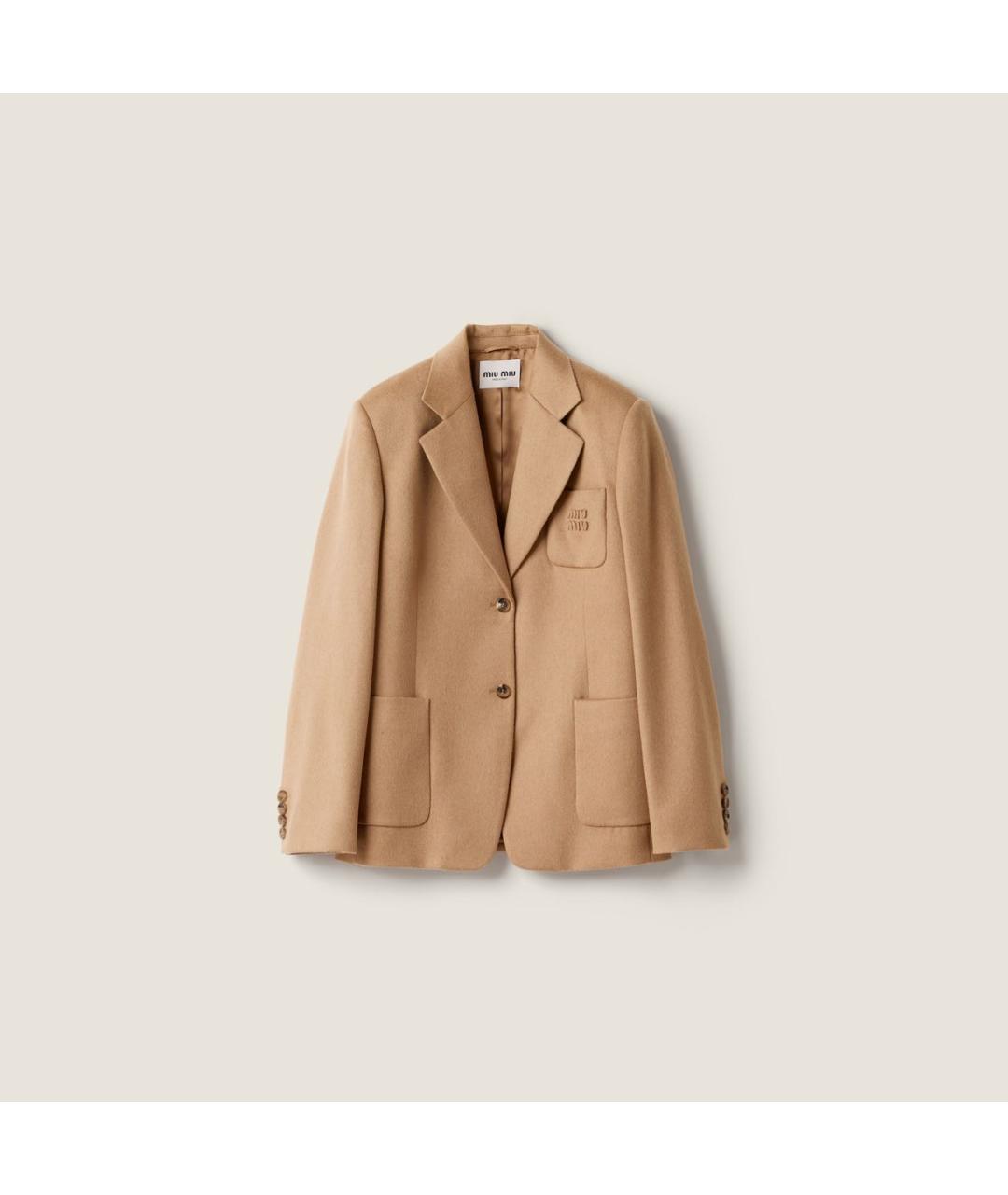 MIU MIU Бежевый шерстяной жакет/пиджак, фото 5