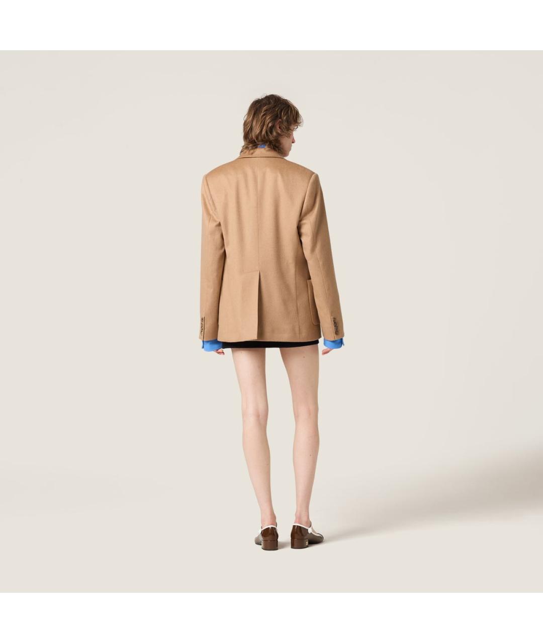 MIU MIU Бежевый шерстяной жакет/пиджак, фото 3