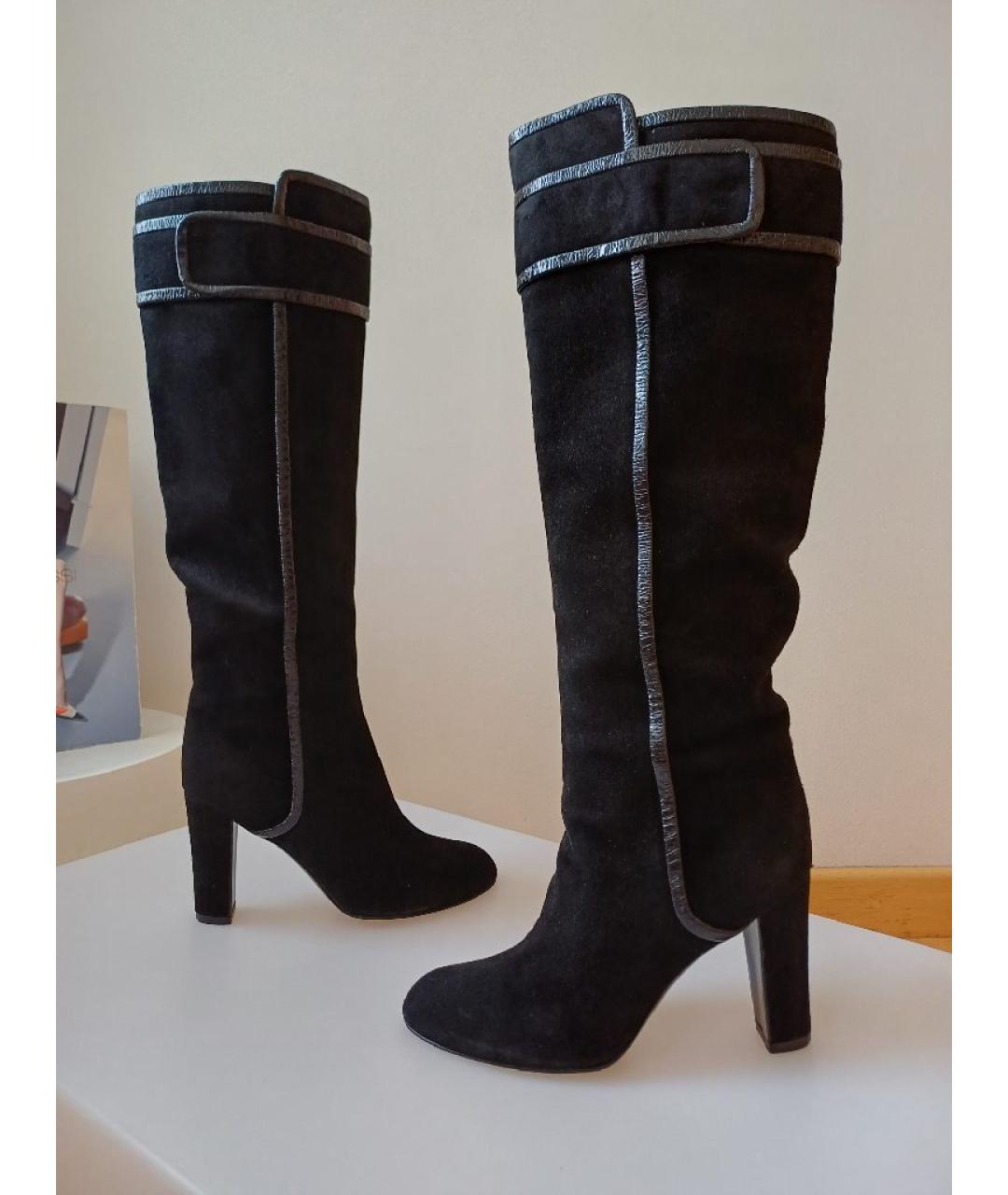 SERGIO ROSSI Черные замшевые сапоги, фото 2