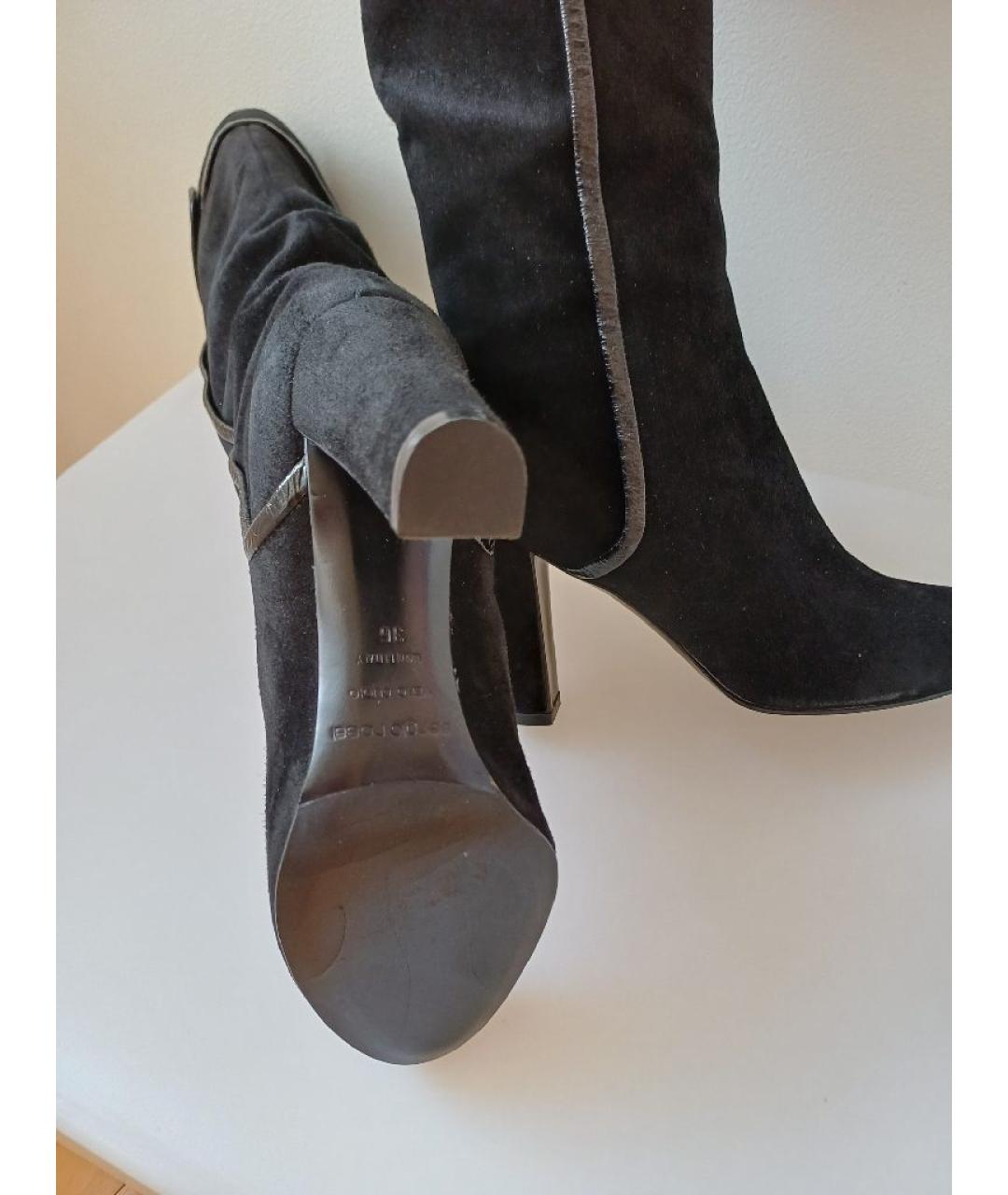SERGIO ROSSI Черные замшевые сапоги, фото 8