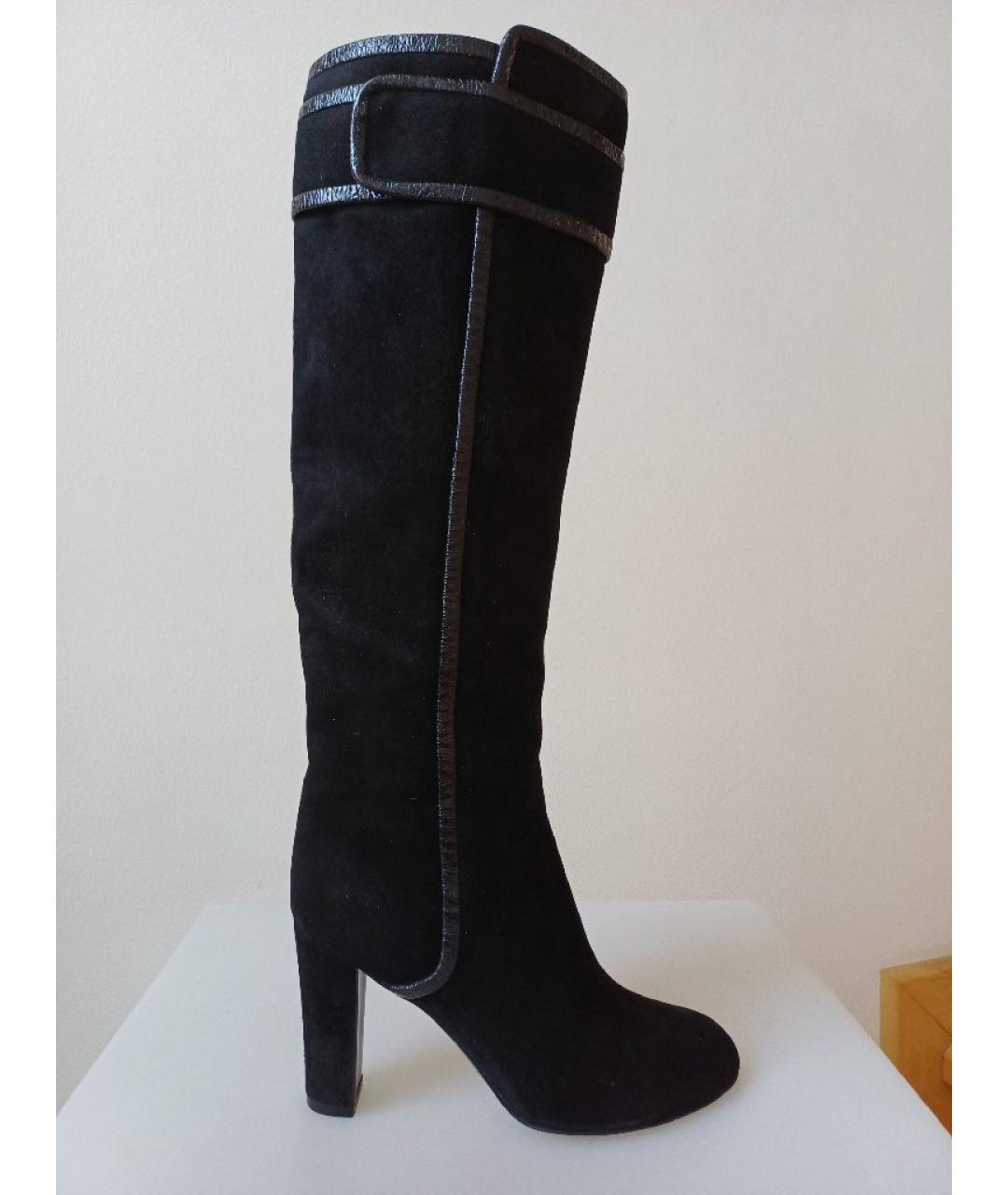 SERGIO ROSSI Черные замшевые сапоги, фото 9