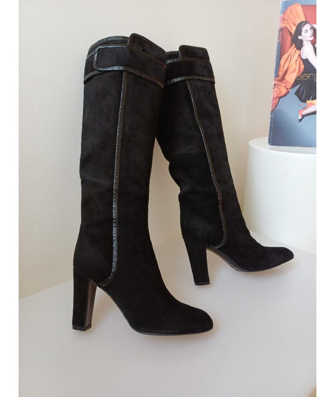 SERGIO ROSSI Черные замшевые сапоги, фото 4
