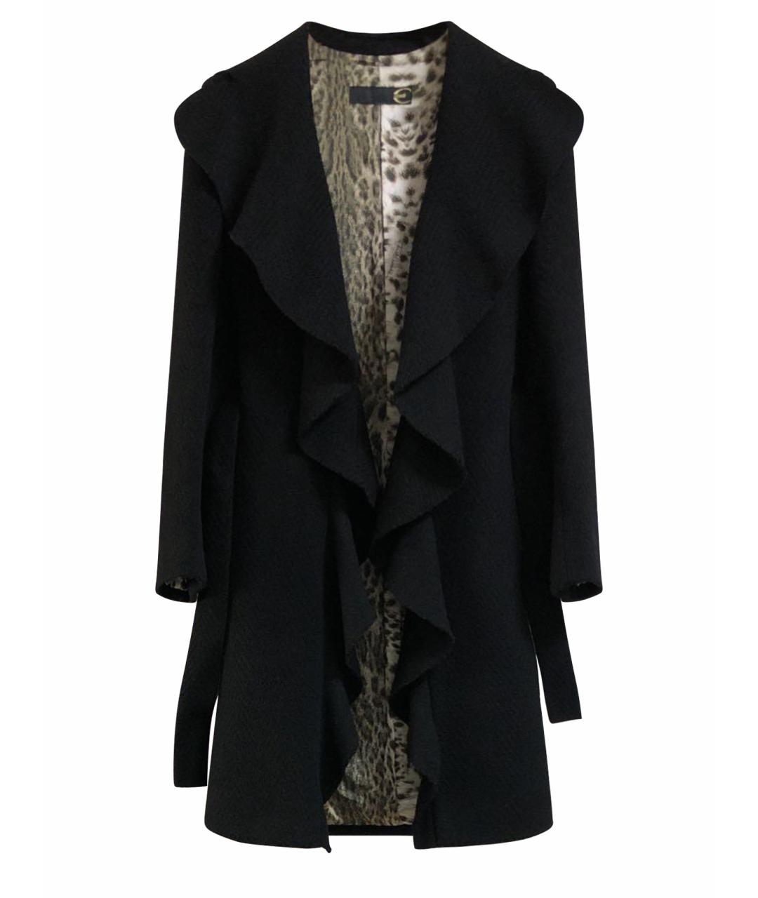 ROBERTO CAVALLI Черное шерстяное пальто, фото 1