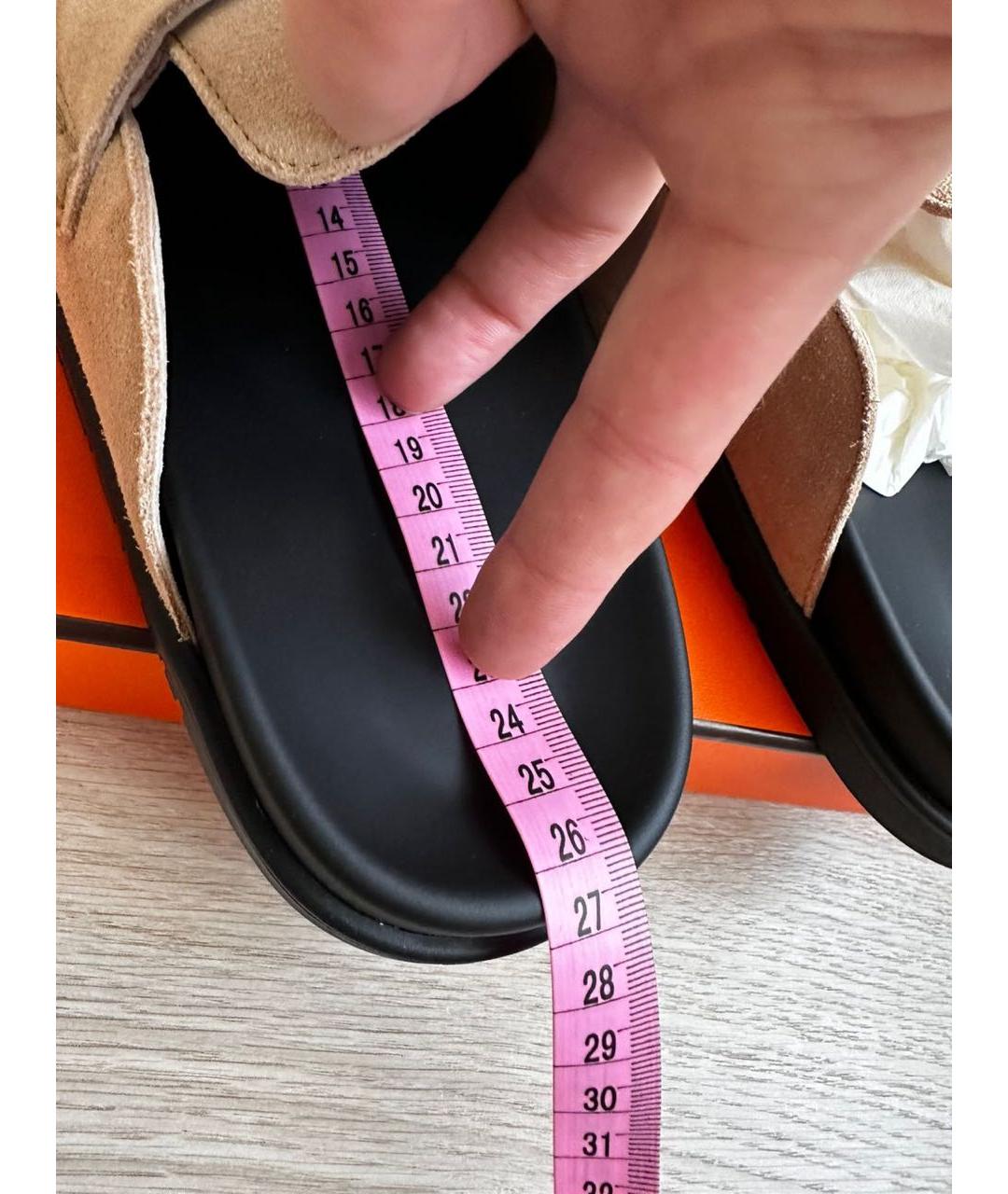 HERMES Бежевые замшевые мюли, фото 4