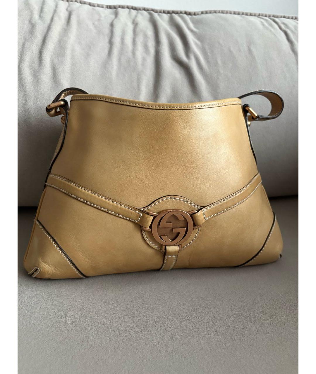 GUCCI Бежевая кожаная сумка через плечо, фото 7