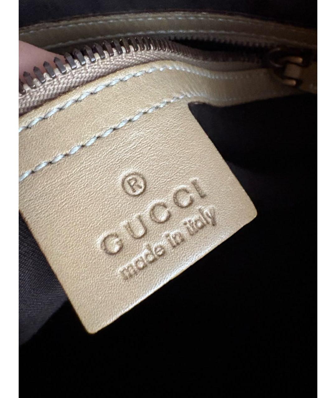 GUCCI Бежевая кожаная сумка через плечо, фото 5