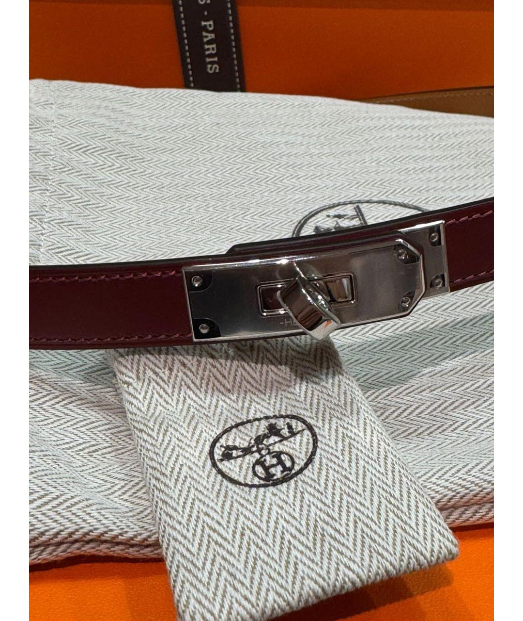 HERMES Бордовый кожаный ремень, фото 2