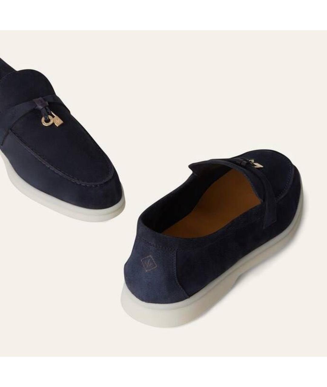 LORO PIANA Темно-синие замшевые лоферы, фото 4