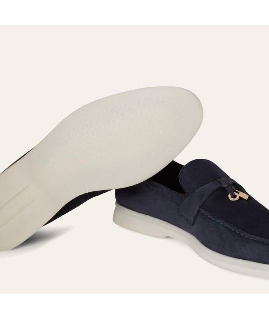 LORO PIANA Темно-синие замшевые лоферы, фото 5