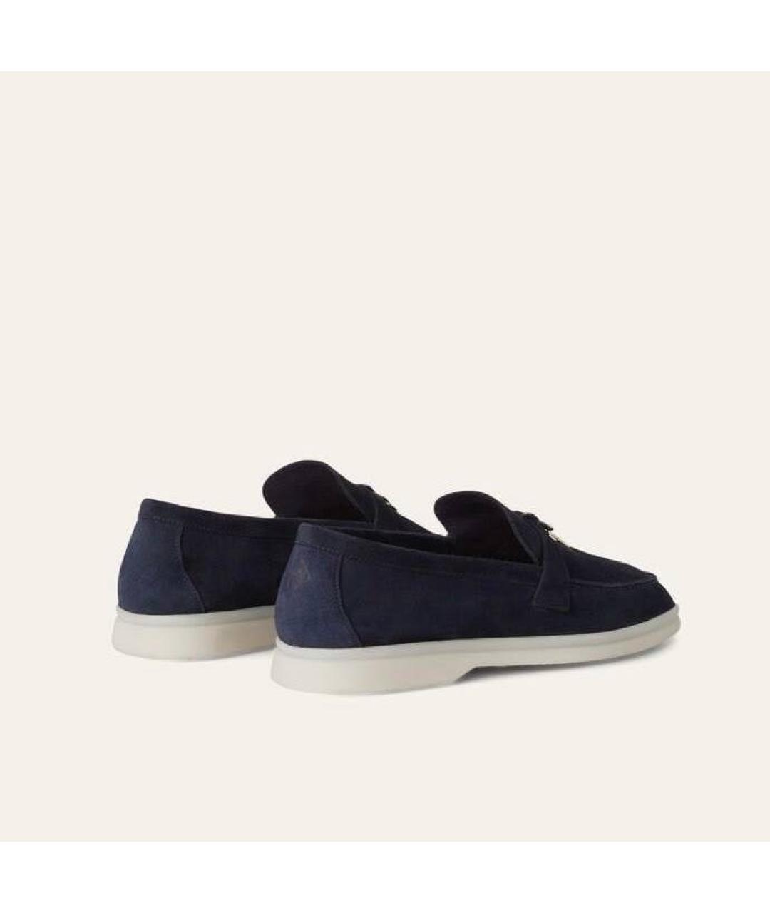 LORO PIANA Темно-синие замшевые лоферы, фото 3
