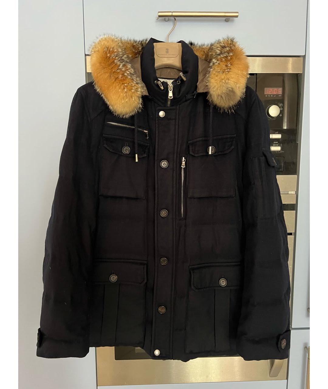 BRUNELLO CUCINELLI Темно-синий кашемировый пуховик, фото 9