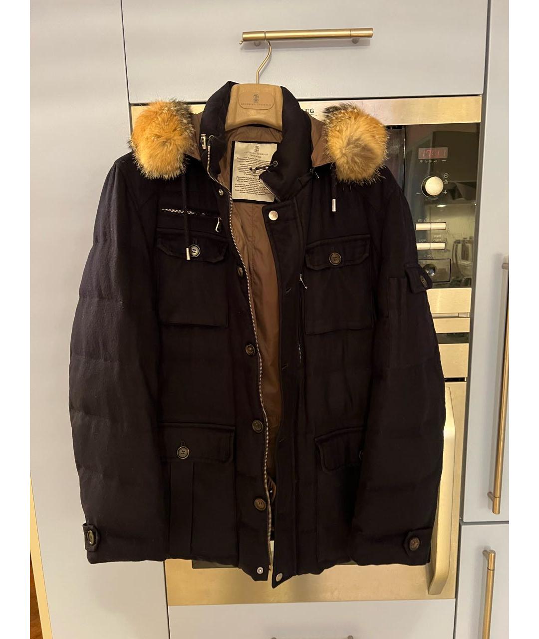 BRUNELLO CUCINELLI Темно-синий кашемировый пуховик, фото 3