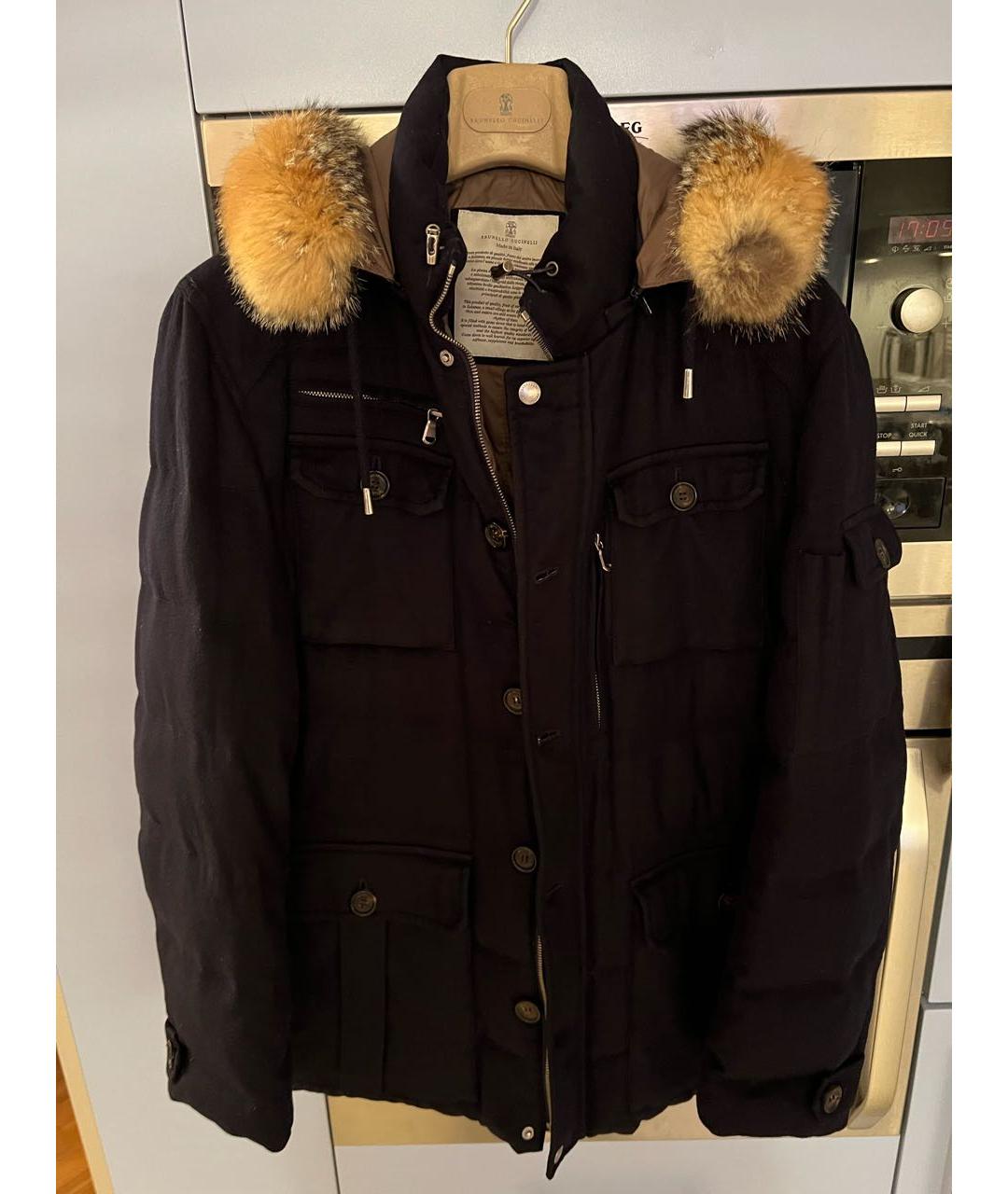 BRUNELLO CUCINELLI Темно-синий кашемировый пуховик, фото 2