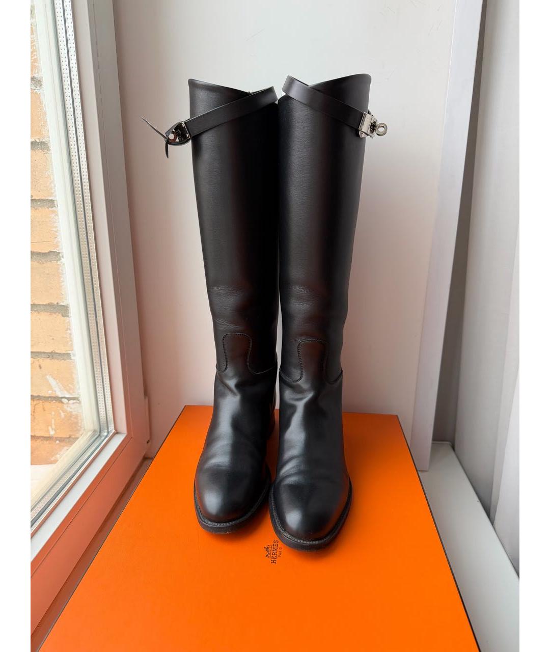 HERMES Черные кожаные сапоги, фото 2