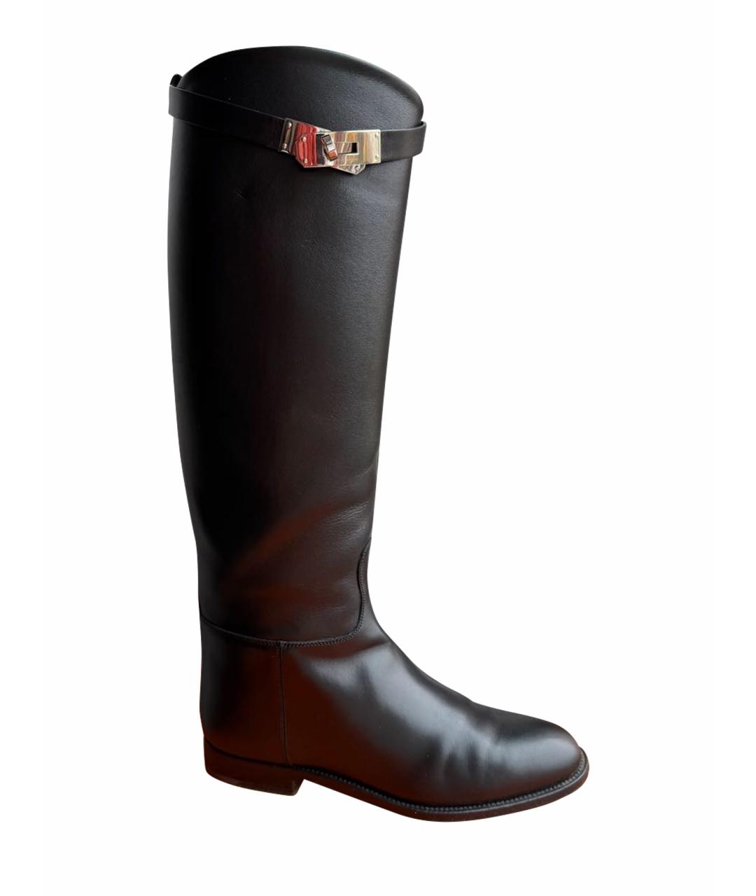 HERMES Черные кожаные сапоги, фото 1