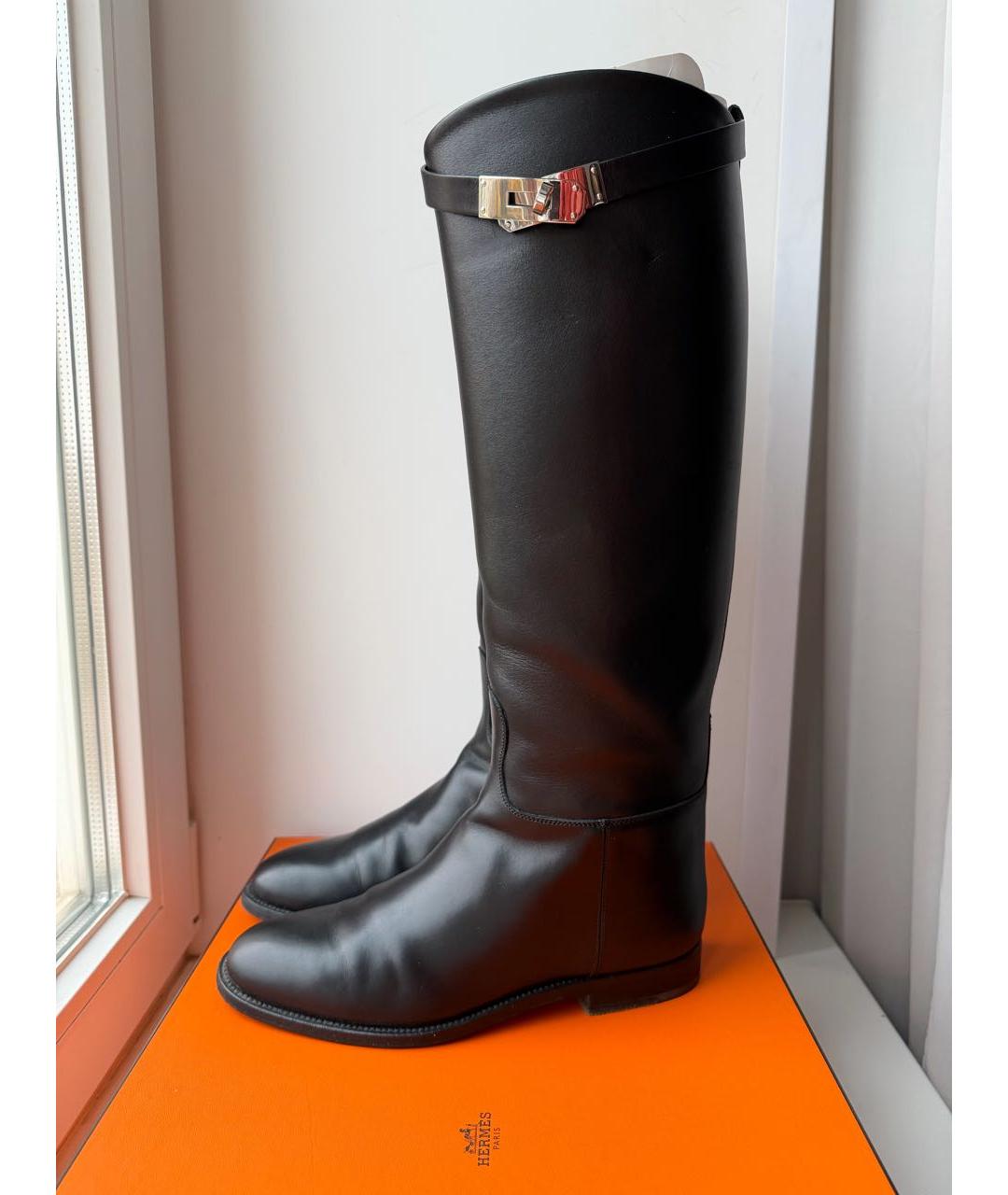 HERMES Черные кожаные сапоги, фото 3