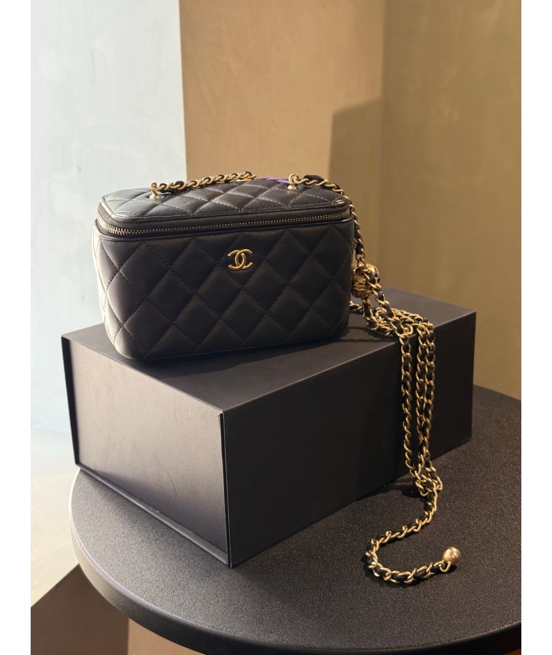 CHANEL Черная кожаная сумка через плечо, фото 8