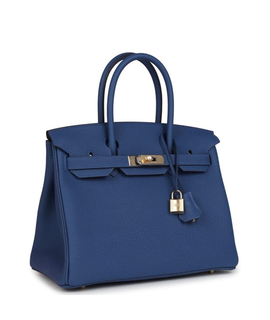 HERMES Синяя кожаная сумка с короткими ручками, фото 2