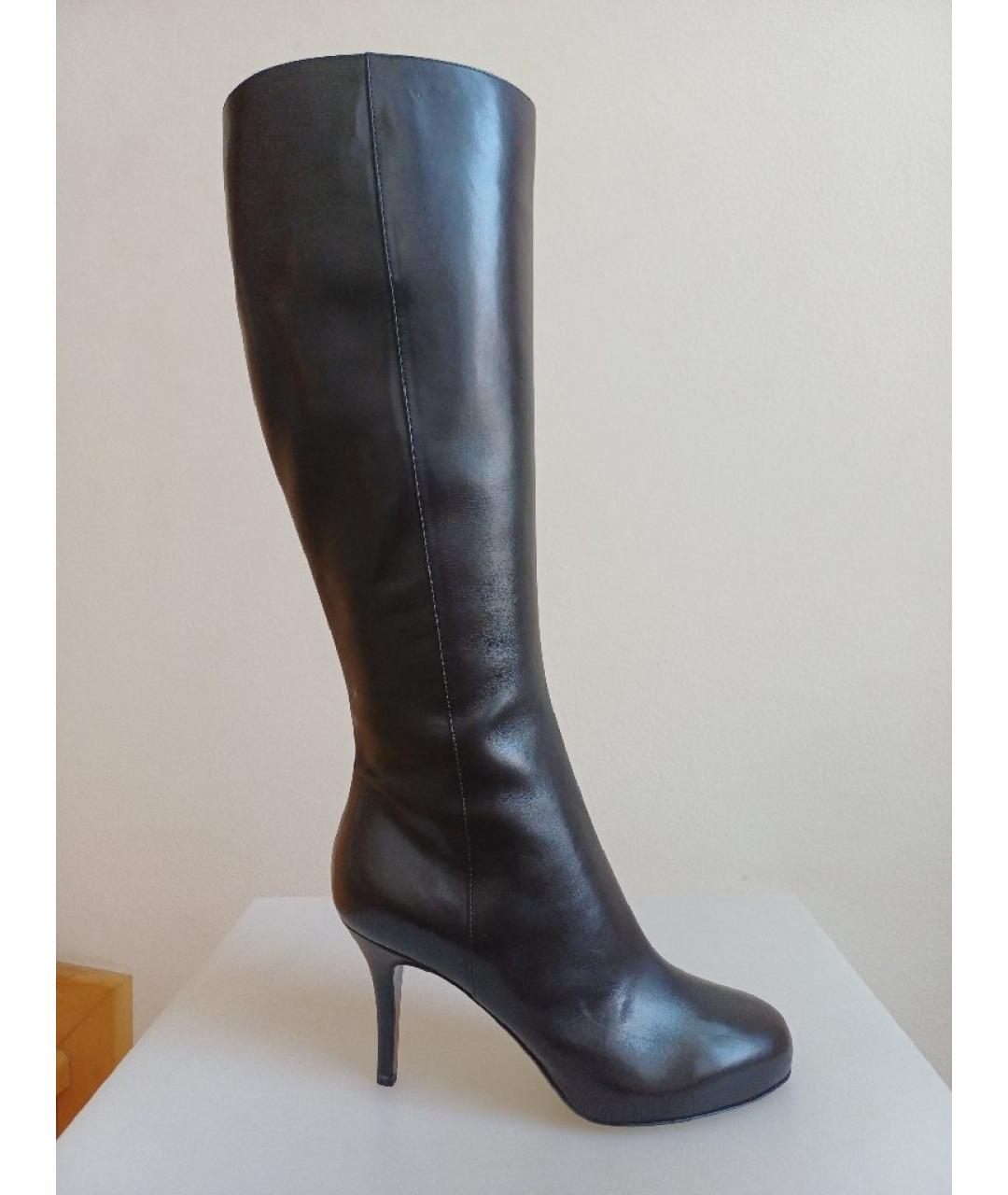 SERGIO ROSSI Черные кожаные сапоги, фото 8