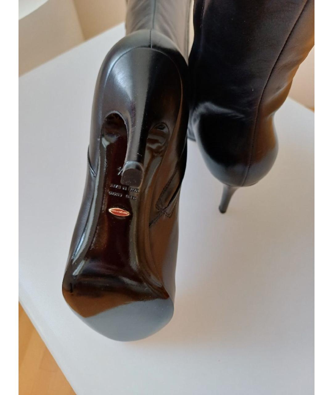 SERGIO ROSSI Черные кожаные сапоги, фото 7