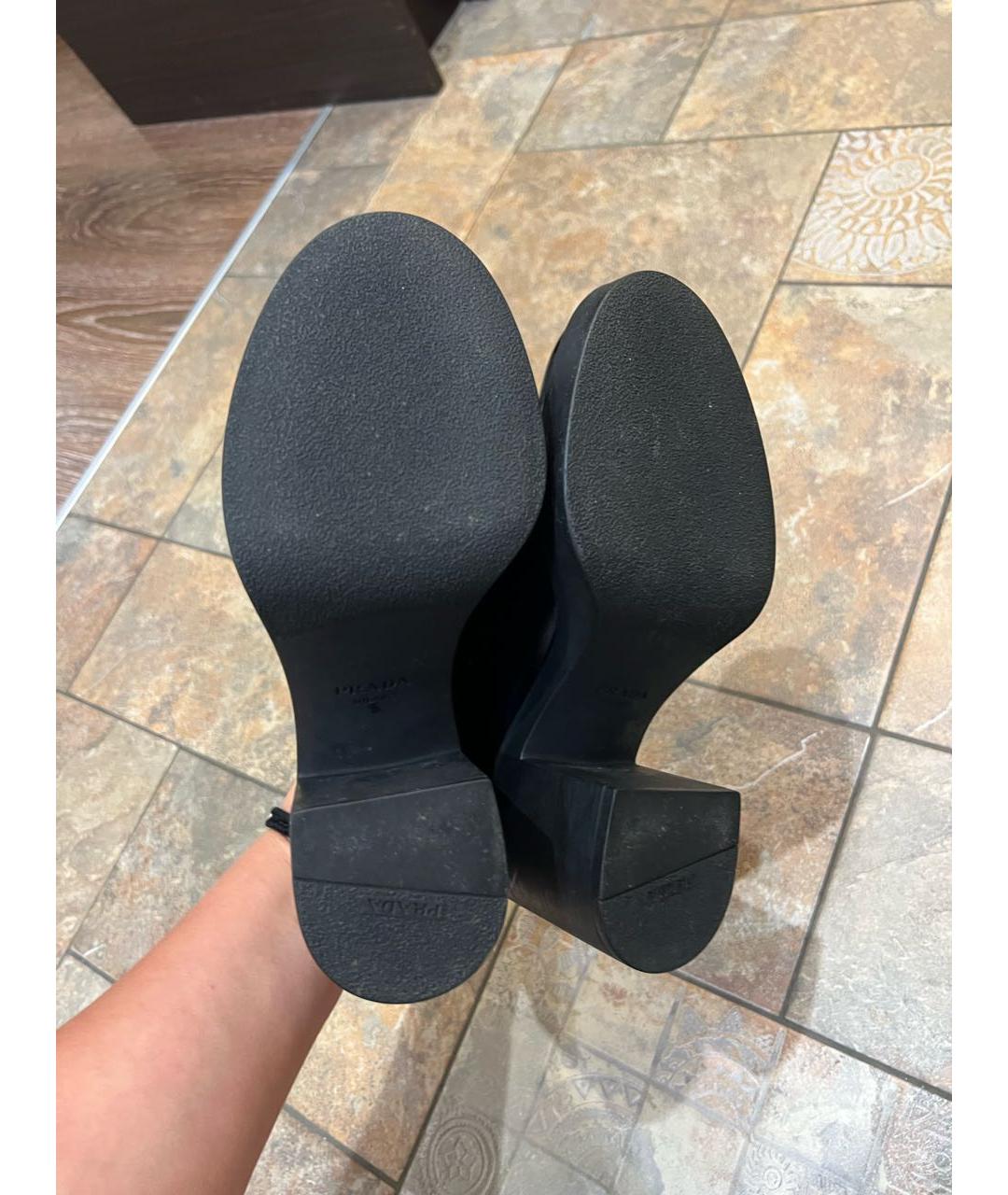 PRADA Черные кожаные ботинки, фото 4