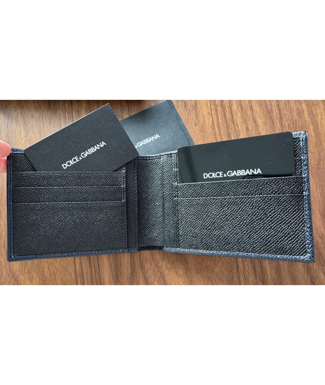 DOLCE&GABBANA Темно-синий кожаный кошелек, фото 3