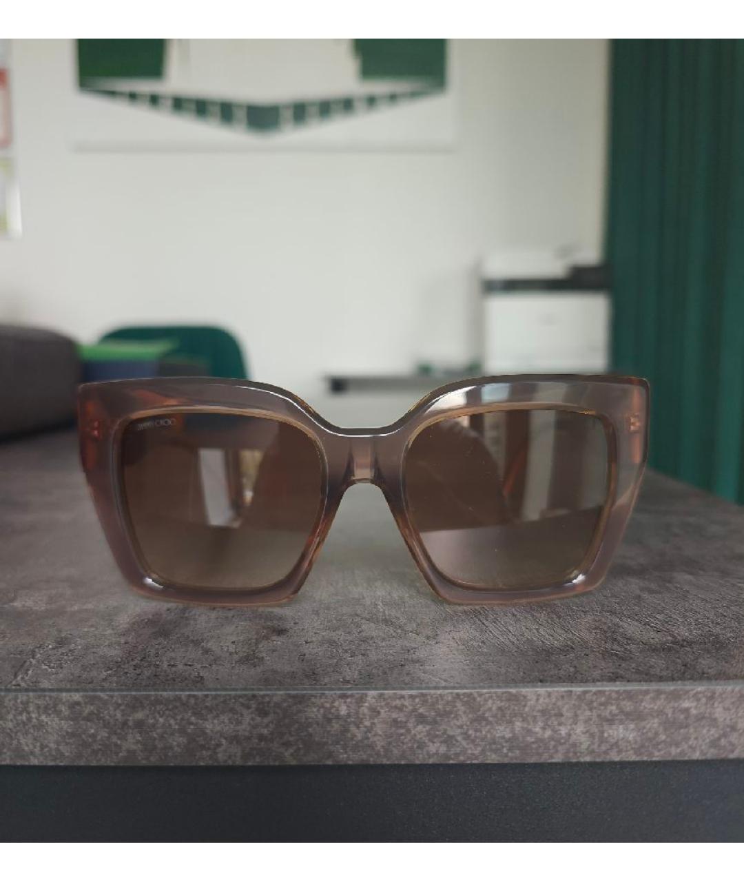 JIMMY CHOO Бежевые пластиковые солнцезащитные очки, фото 5