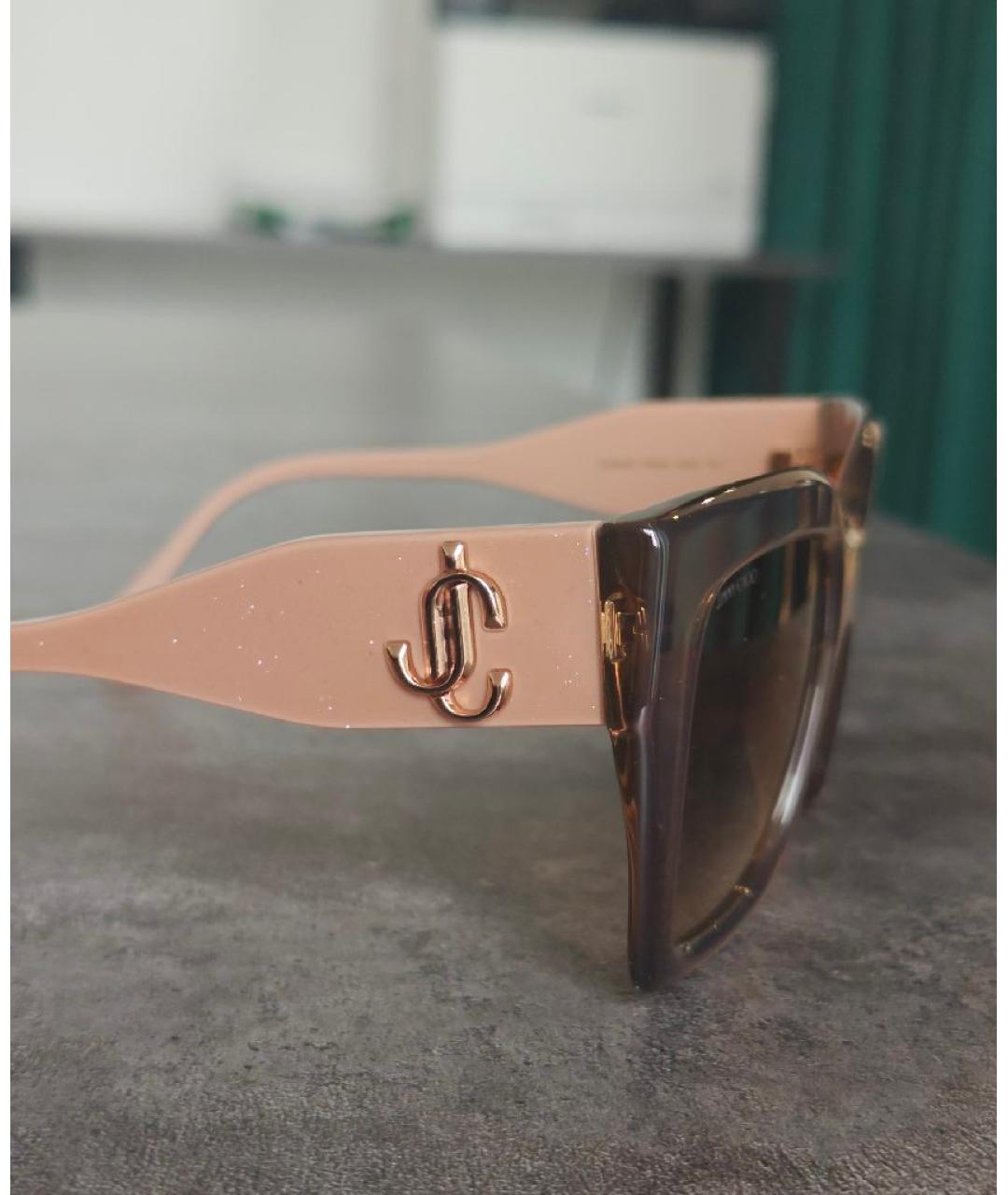 JIMMY CHOO Бежевые пластиковые солнцезащитные очки, фото 3