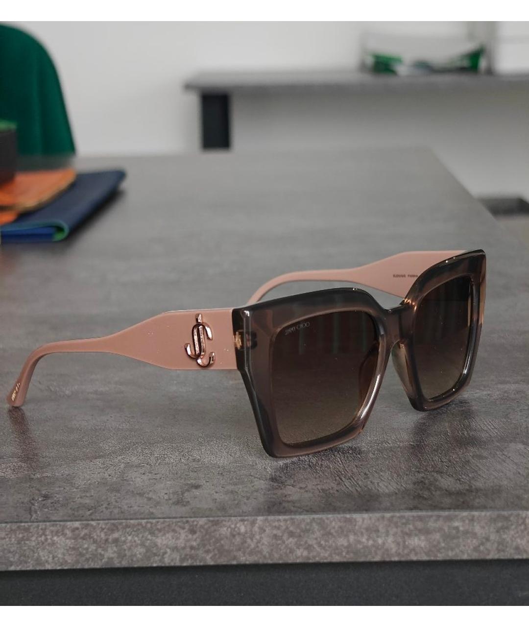 JIMMY CHOO Бежевые пластиковые солнцезащитные очки, фото 2