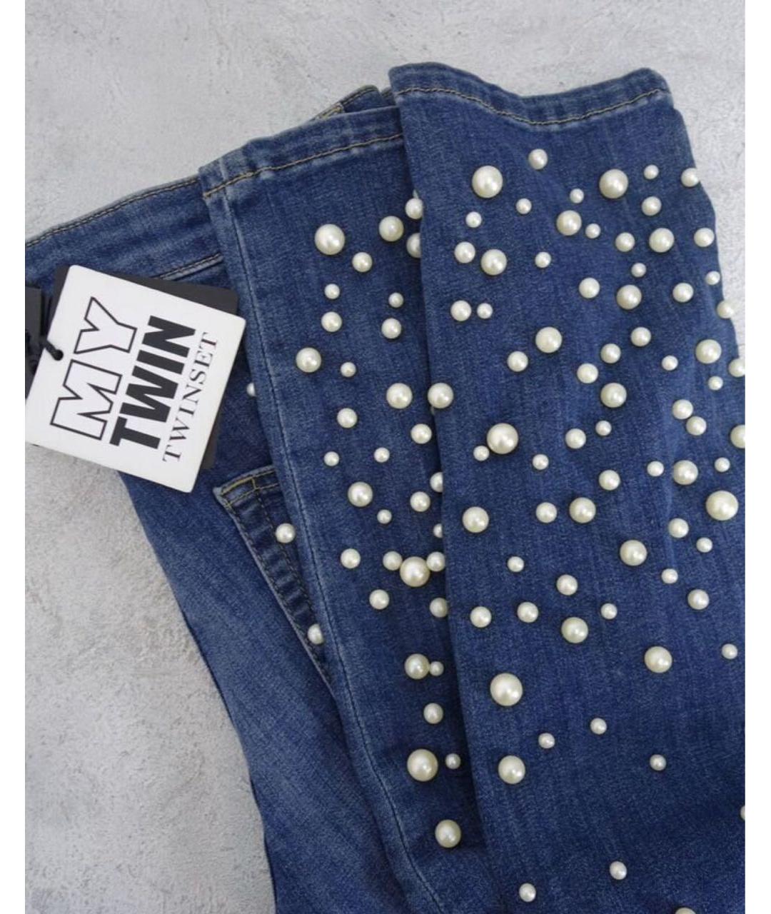 TWIN-SET Синие хлопко-эластановые джинсы слим, фото 4