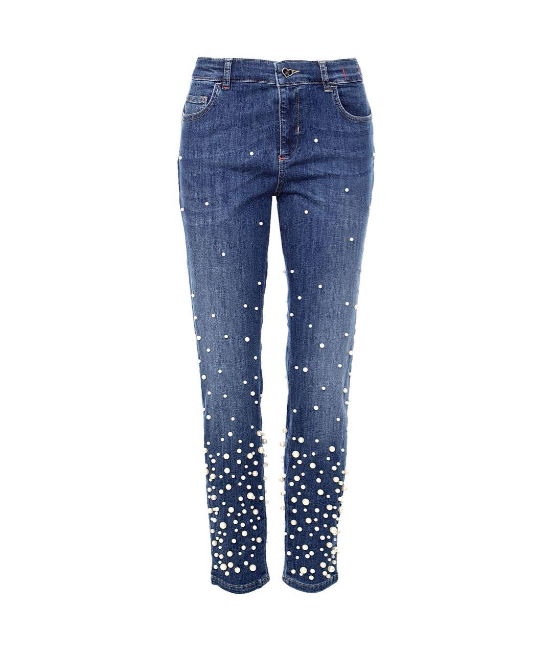 TWIN-SET Синие хлопко-эластановые джинсы слим, фото 1