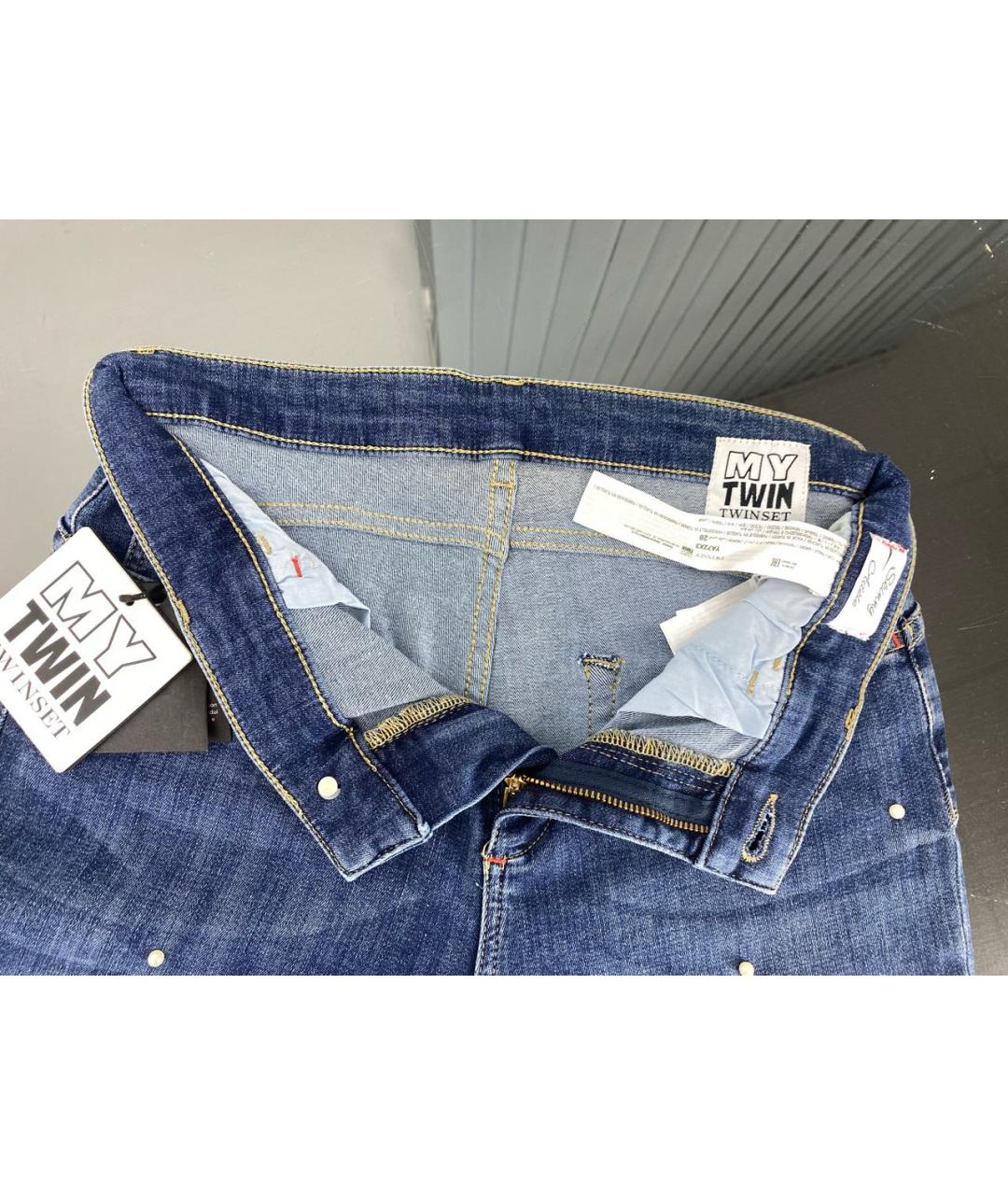 TWIN-SET Синие хлопко-эластановые джинсы слим, фото 3