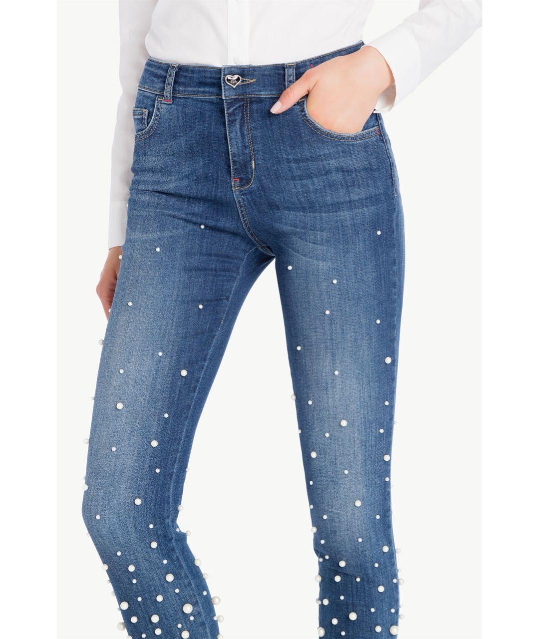 TWIN-SET Синие хлопко-эластановые джинсы слим, фото 8